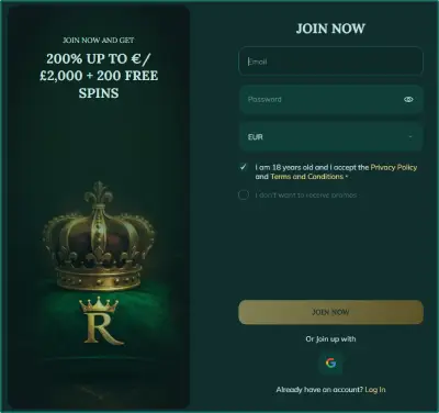 Royalen Casino Account registration